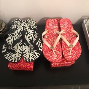 Two Pairs Tory Burch Flip Flops - Size 10